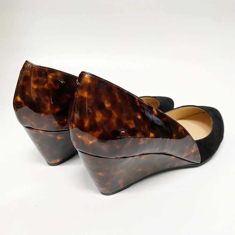 Audrey Brooke Tortoise and Suede Wedge Heels
